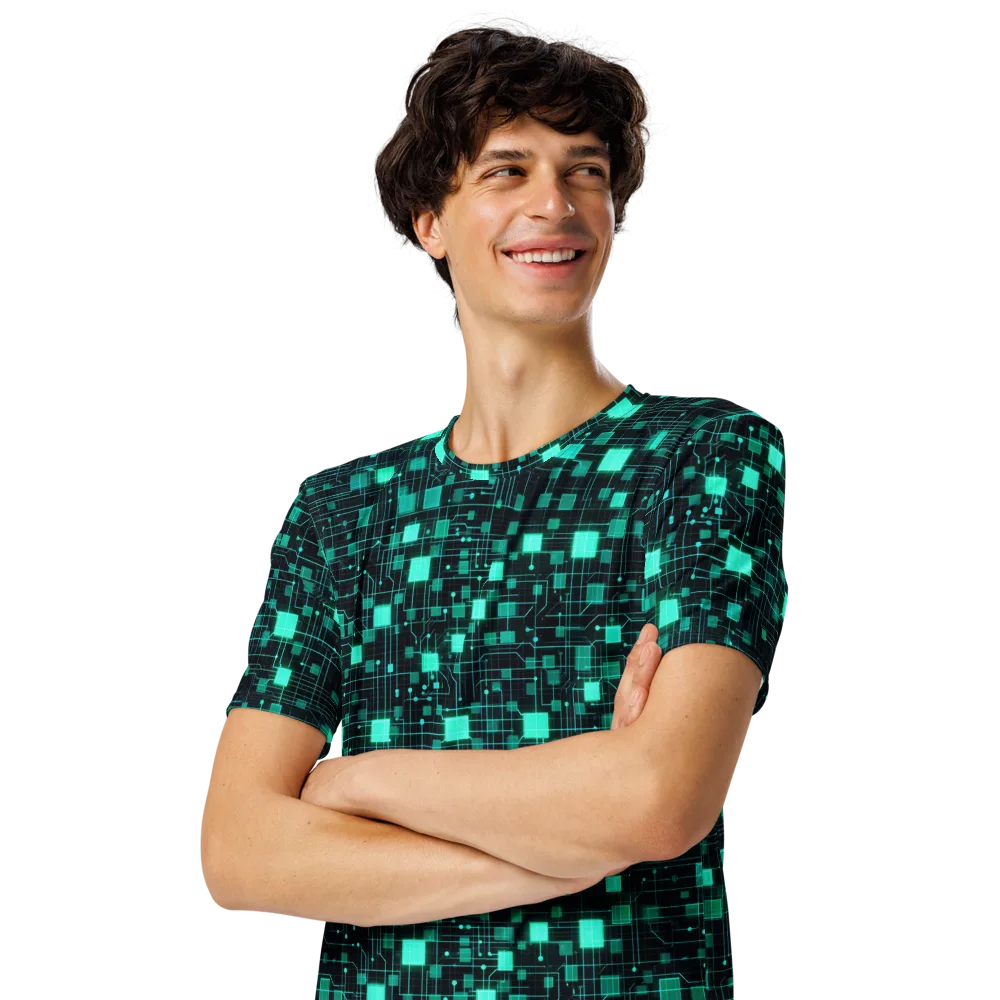 Electric Matrix on Men's Crew Neck T-Shirt — Left Front