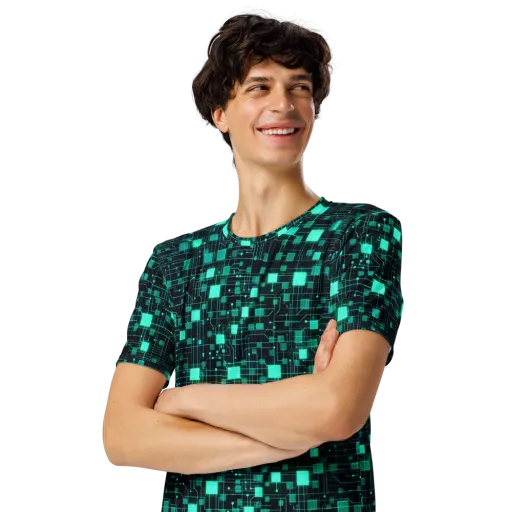 Electric Matrix on a Men's Crew Neck T-Shirt