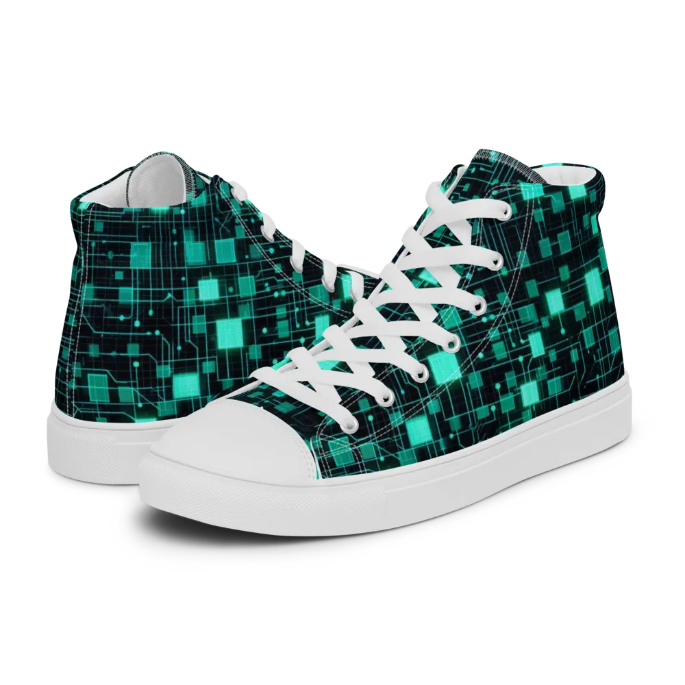 Electric Matrix on Men's High Top Canvas Shoes — Left