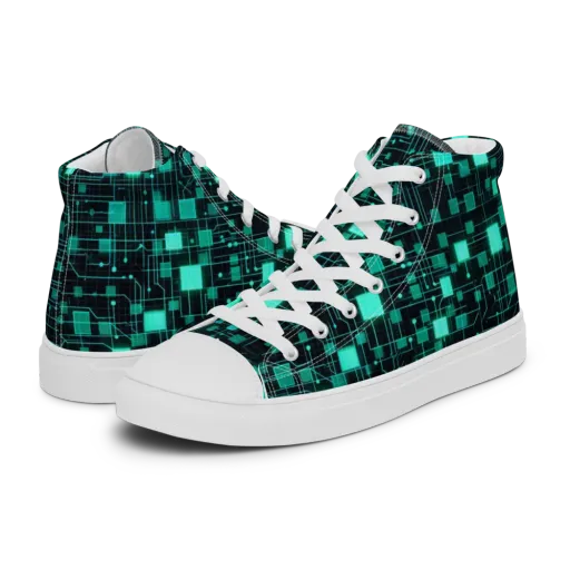Electric Matrix on a Men's High Top Canvas Shoes