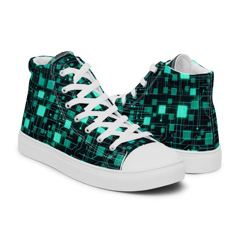 Electric Matrix on Men's High Top Canvas Shoes — Right