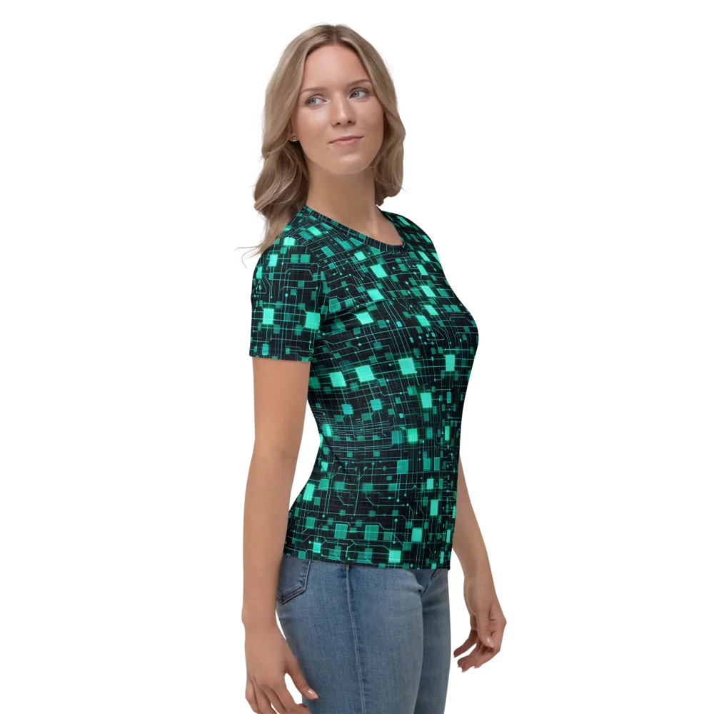 Electric Matrix on Women's Crew Neck T-Shirt — Right
