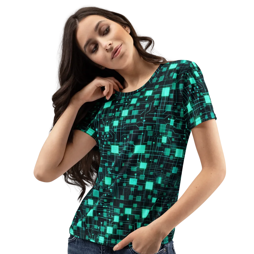Electric Matrix on Women's Crew Neck T-Shirt — Left Front