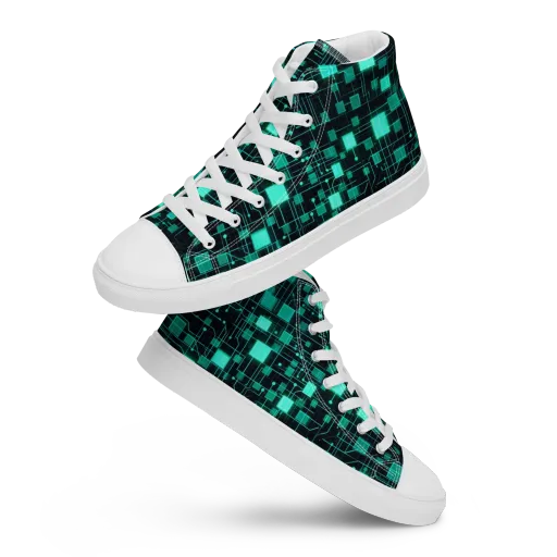 Electric Matrix on a Women's High Top Canvas Shoes