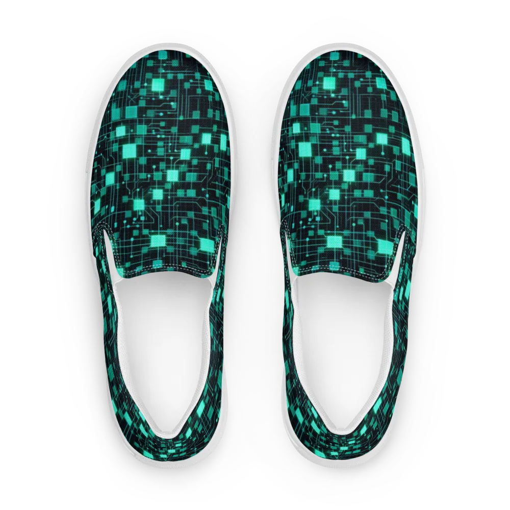 Electric Matrix on Men's Slip-On Canvas Shoes — Front