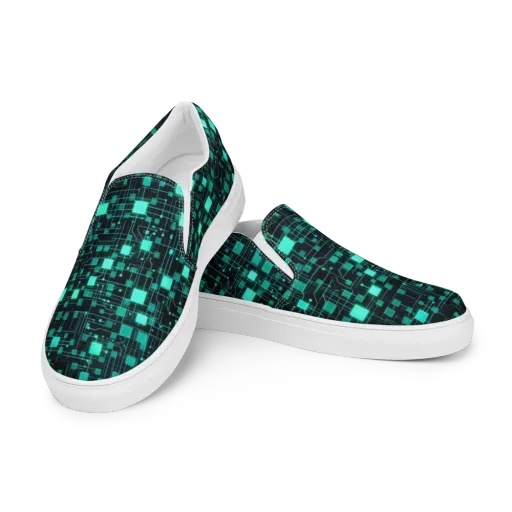 Electric Matrix on a Men's Slip-On Canvas Shoes