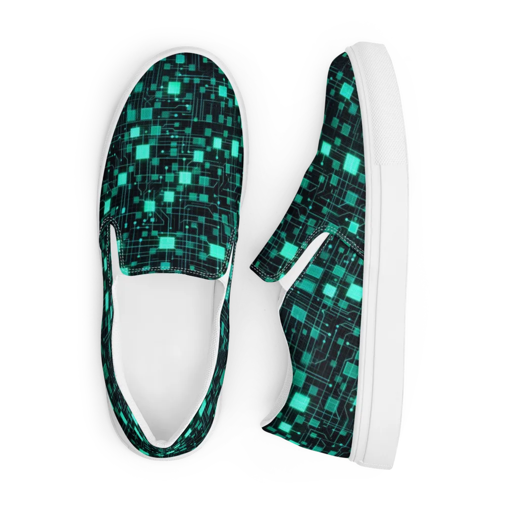 Electric Matrix on Men's Slip-On Canvas Shoes — Front