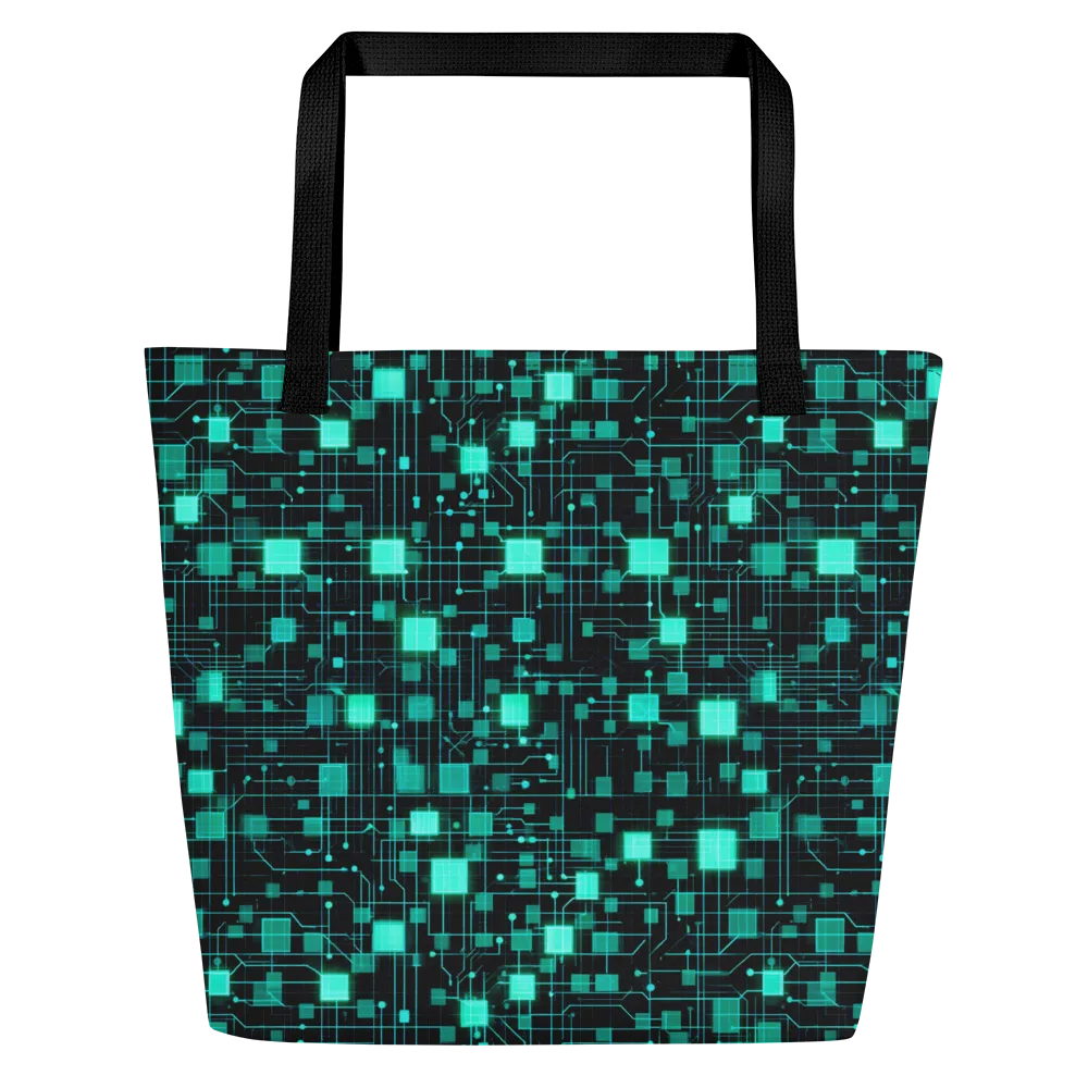 Electric Matrix on Large Tote Bag W/ Pocket — Front