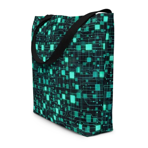 Electric Matrix on a Large Tote Bag W/ Pocket