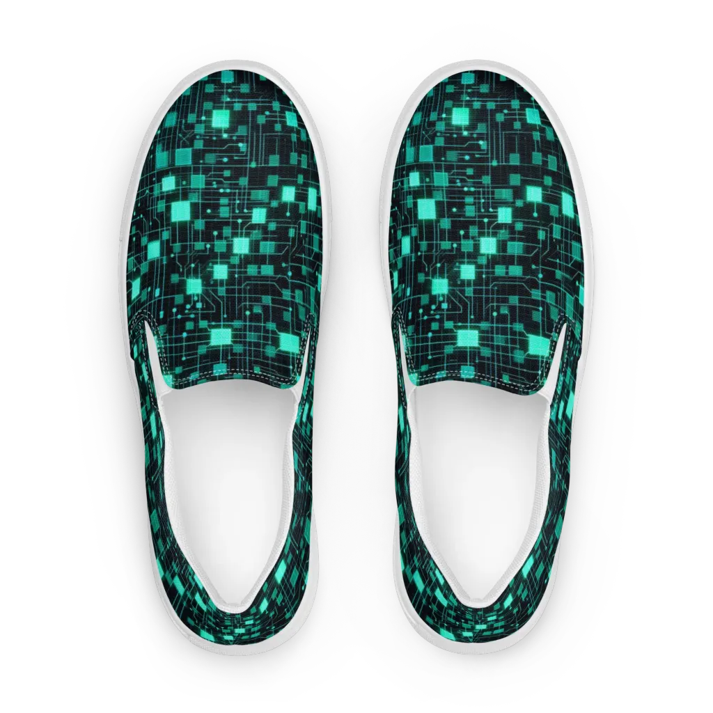 Electric Matrix on Women's Slip-On Canvas Shoes — Front