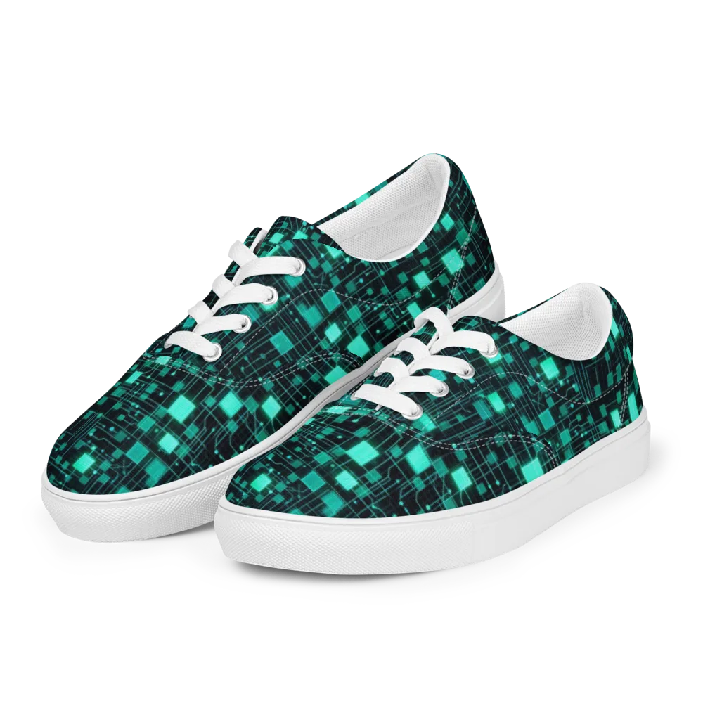 Electric Matrix on Men's Lace-Up Canvas Shoes — Left Front