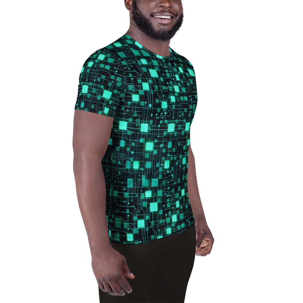 Electric Matrix on Men's Athletic T-Shirt — Right