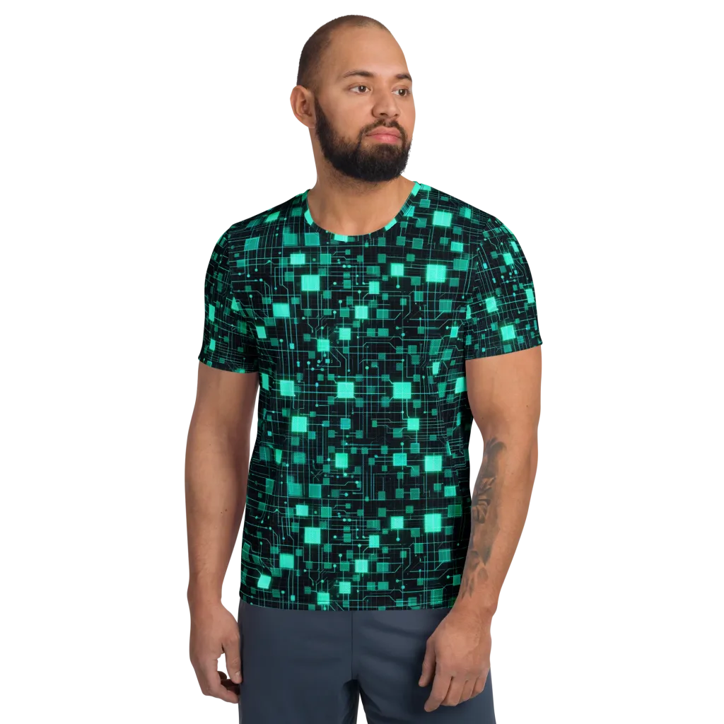 Electric Matrix on Men's Athletic T-Shirt — Front