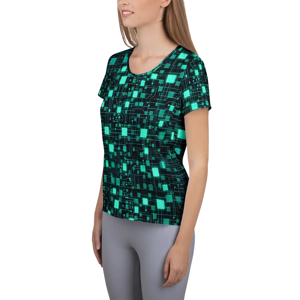 Electric Matrix on Women's Athletic T-Shirt — Left