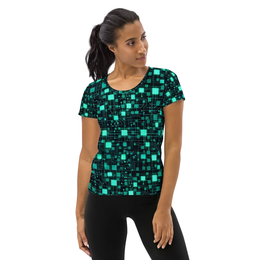 Electric Matrix on Women's Athletic T-Shirt — Front