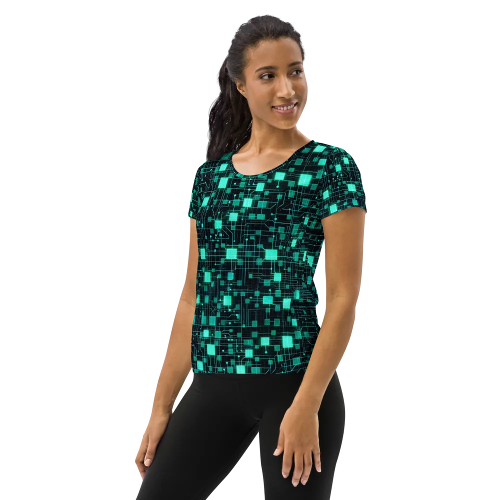 Electric Matrix on Women's Athletic T-Shirt — Left