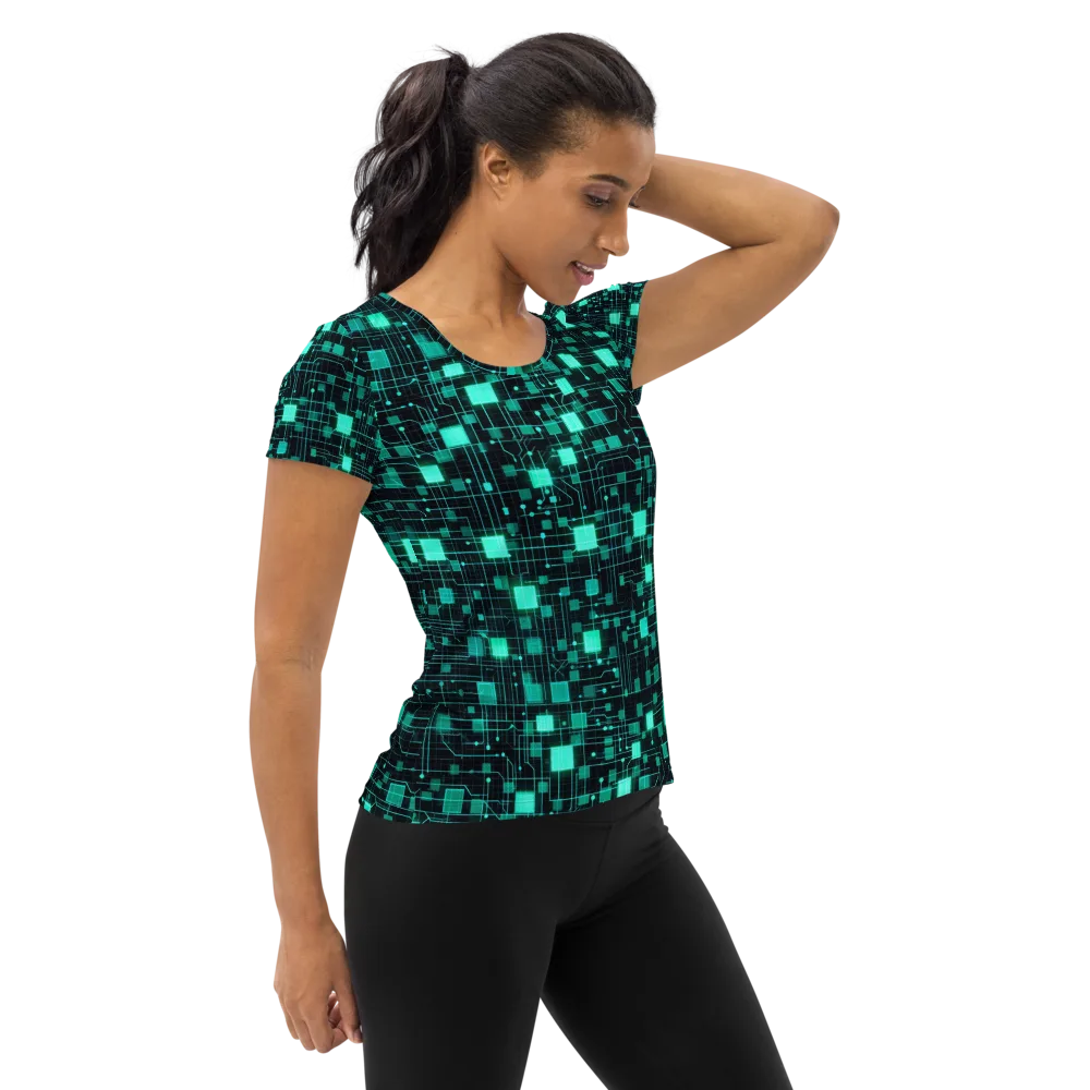 Electric Matrix on Women's Athletic T-Shirt — Right
