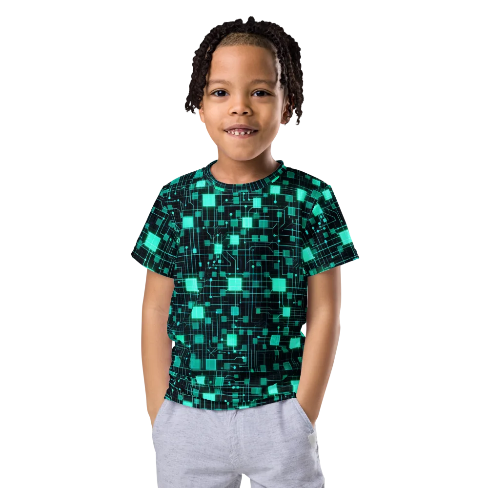 Electric Matrix on Kids Crew Neck T-Shirt — Front