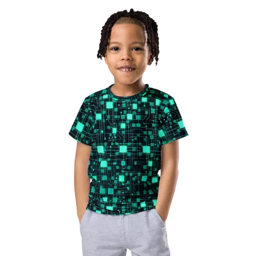 Electric Matrix on a Kids Crew Neck T-Shirt