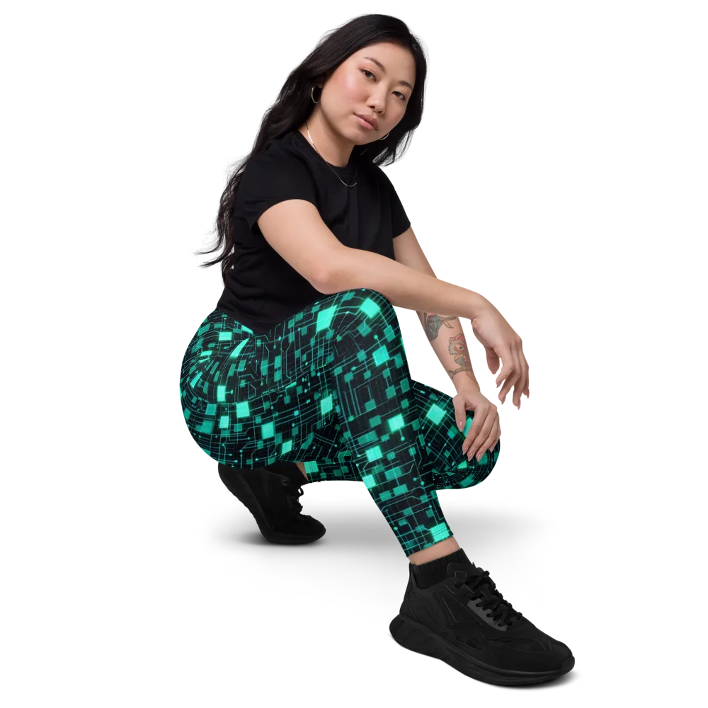 Electric Matrix on Leggings with Pockets — Right Front