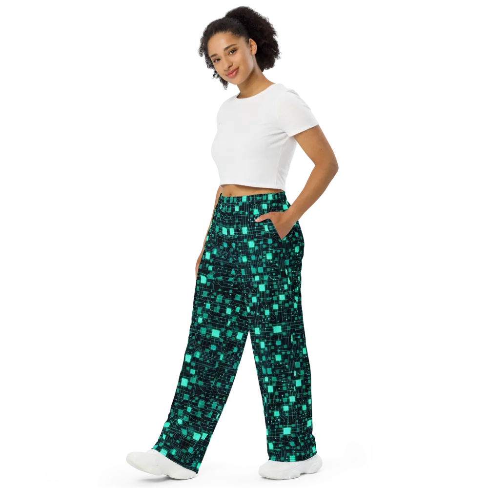 Electric Matrix on Wide-Leg Pants — Left Front