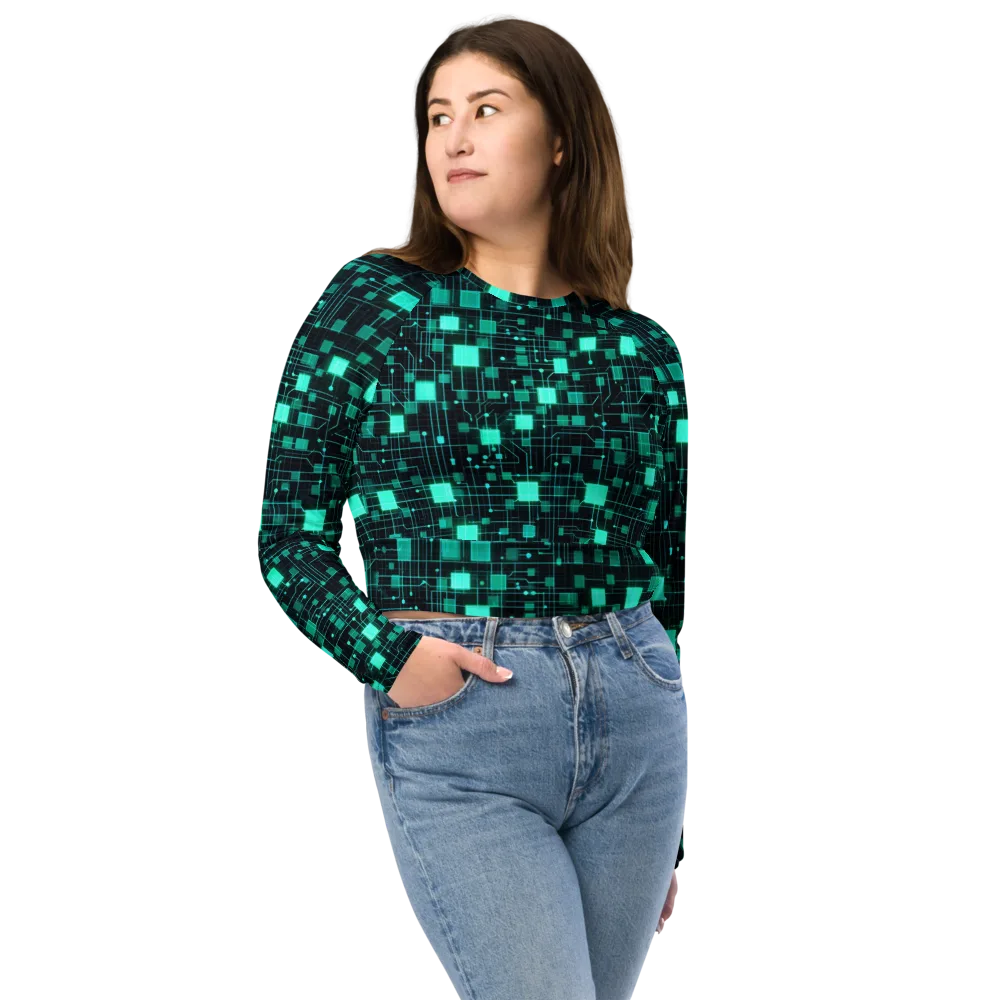 Electric Matrix on Long Sleeve Crop Top — Front