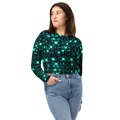 Electric Matrix on a Long Sleeve Crop Top