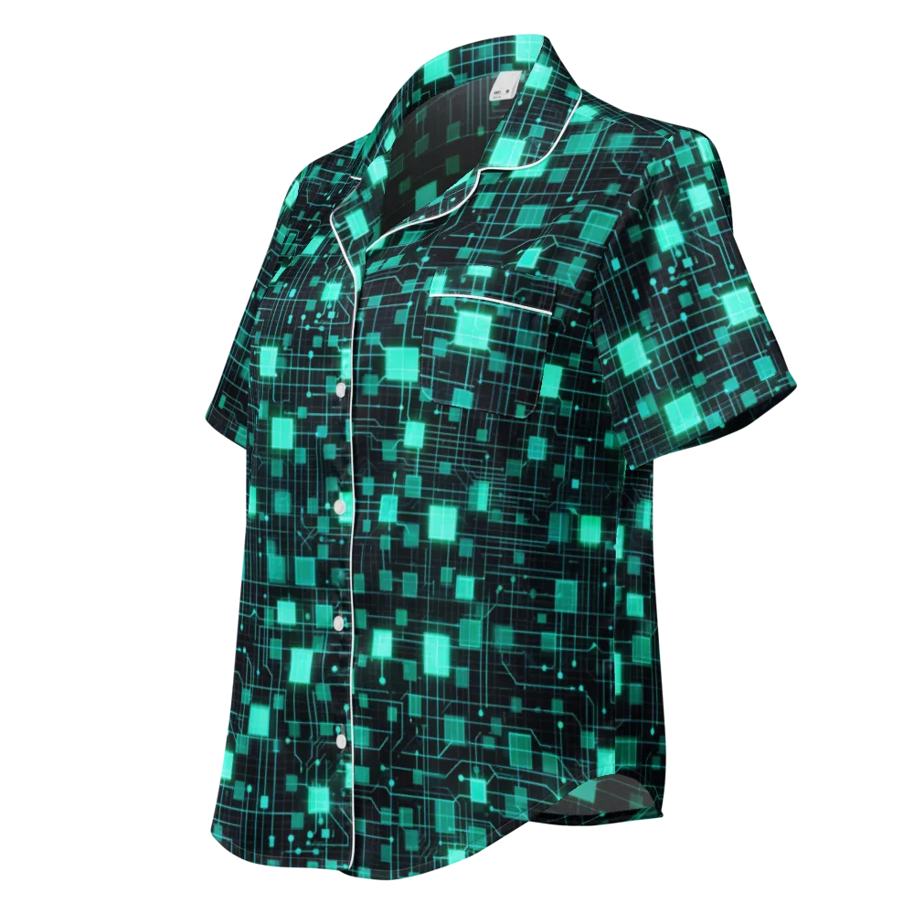 Electric Matrix on Women's Short Sleeve Pajama Top — Left Front
