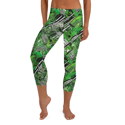 Greenline Grid on a Capri Leggings