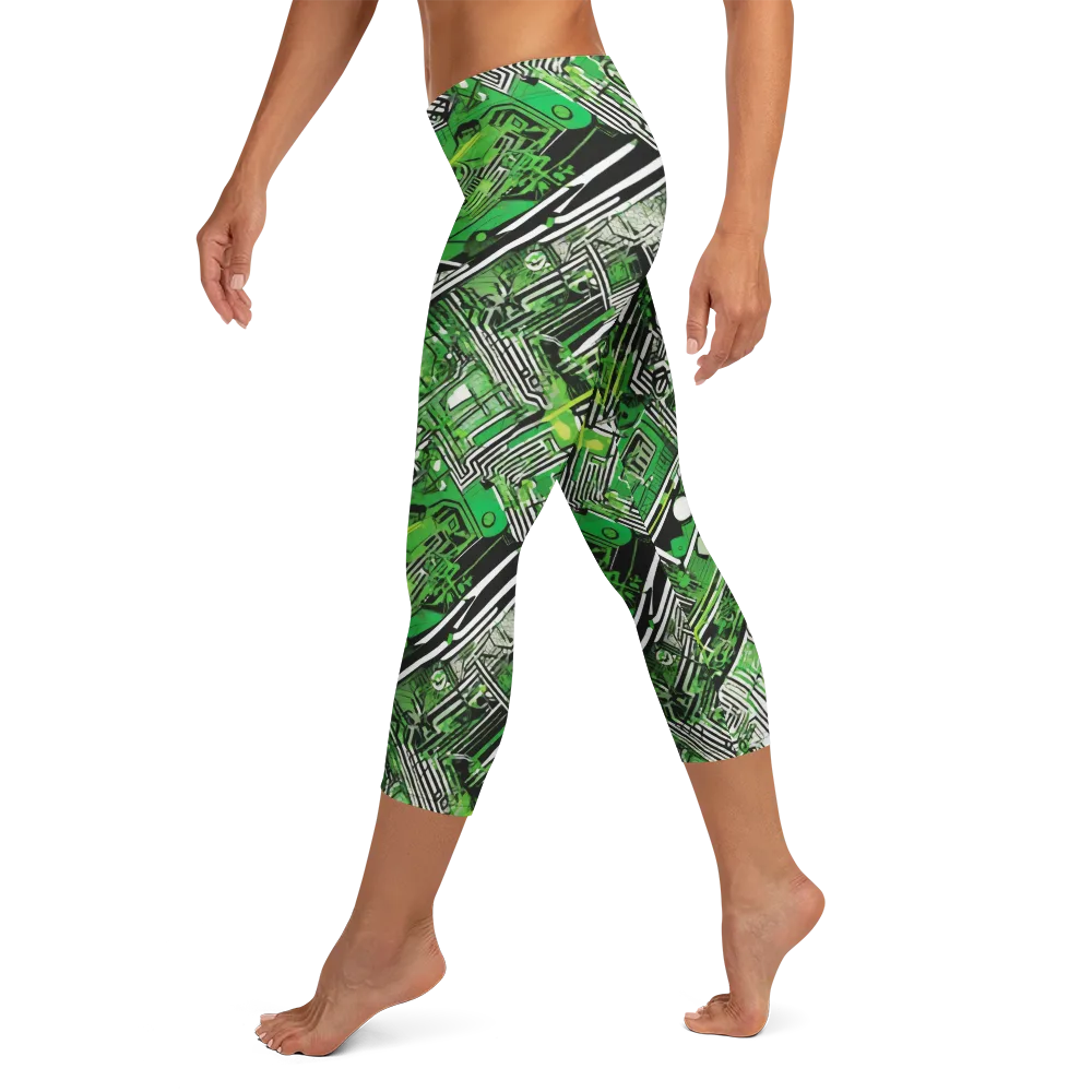 Greenline Grid on Capri Leggings — Left
