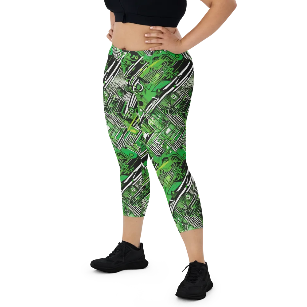 Greenline Grid on Capri Leggings — Front