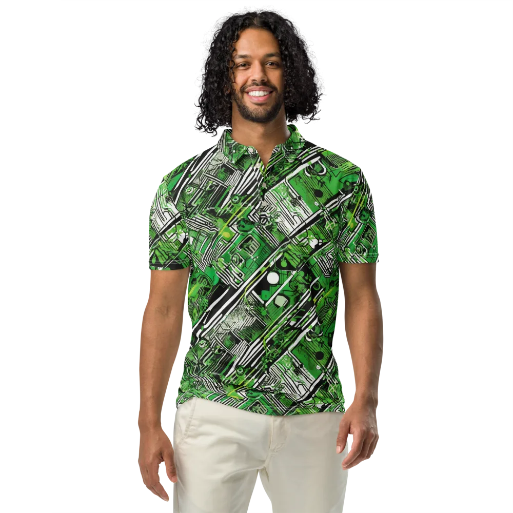Greenline Grid on Men's Slim Fit Polo Shirt — Front