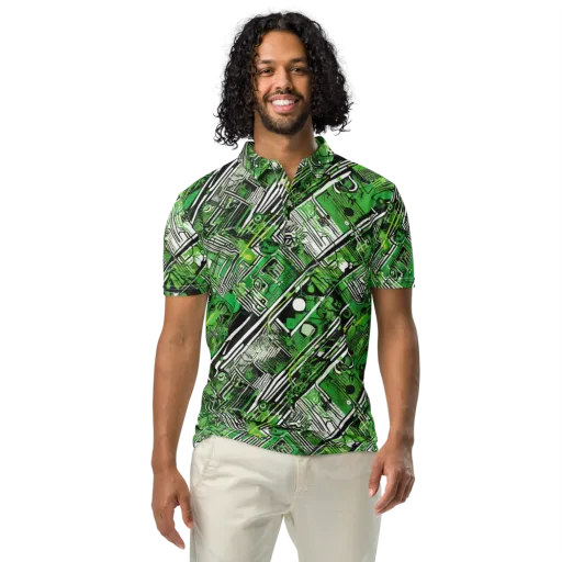 Greenline Grid on a Men's Slim Fit Polo Shirt