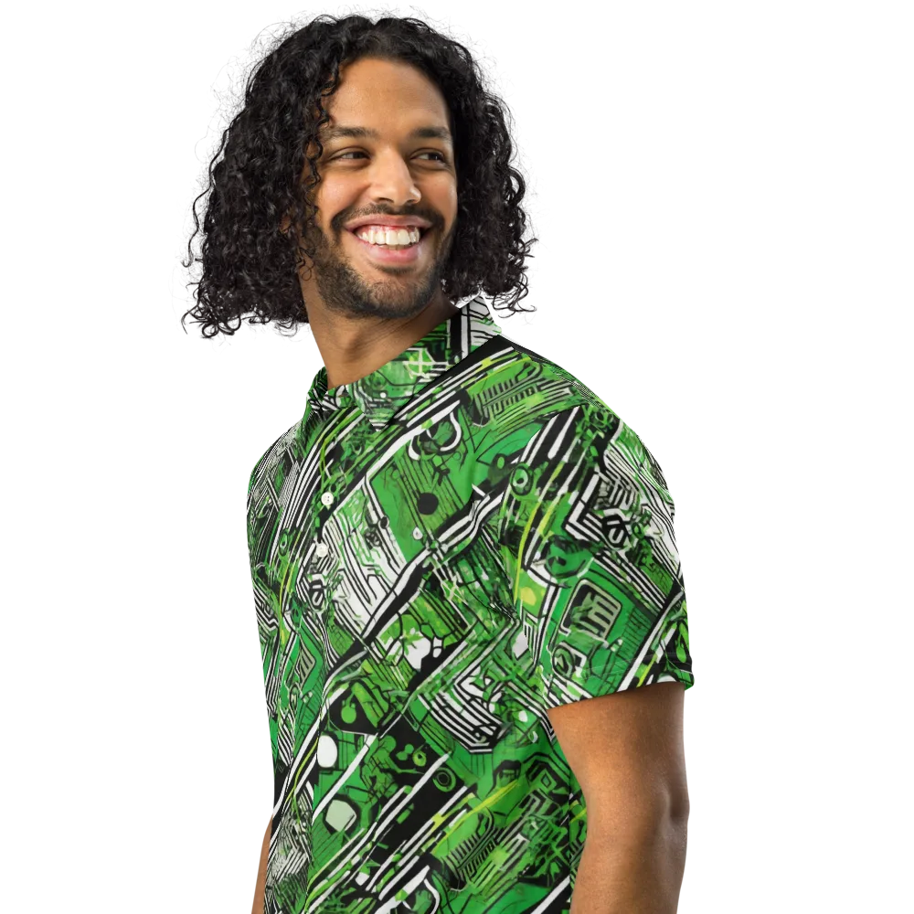 Greenline Grid on Men's Slim Fit Polo Shirt — Left Front