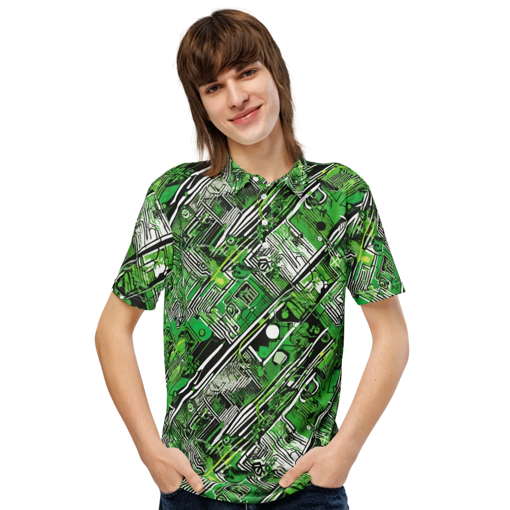 Greenline Grid on Men's Slim Fit Polo Shirt — Front
