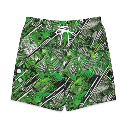 Greenline Grid on a Men's Board Shorts