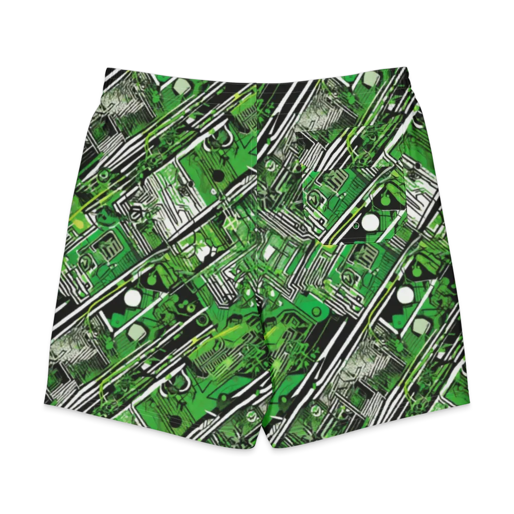 Greenline Grid on Men's Board Shorts — Back