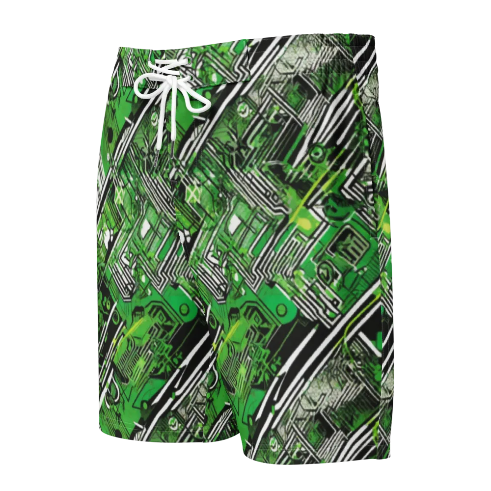 Greenline Grid on Men's Board Shorts — Front