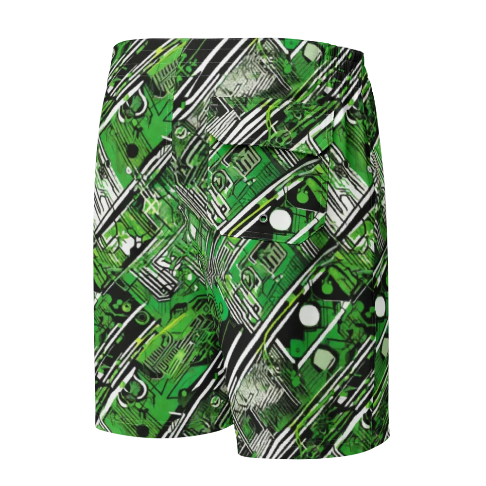 Greenline Grid on Men's Board Shorts — Back