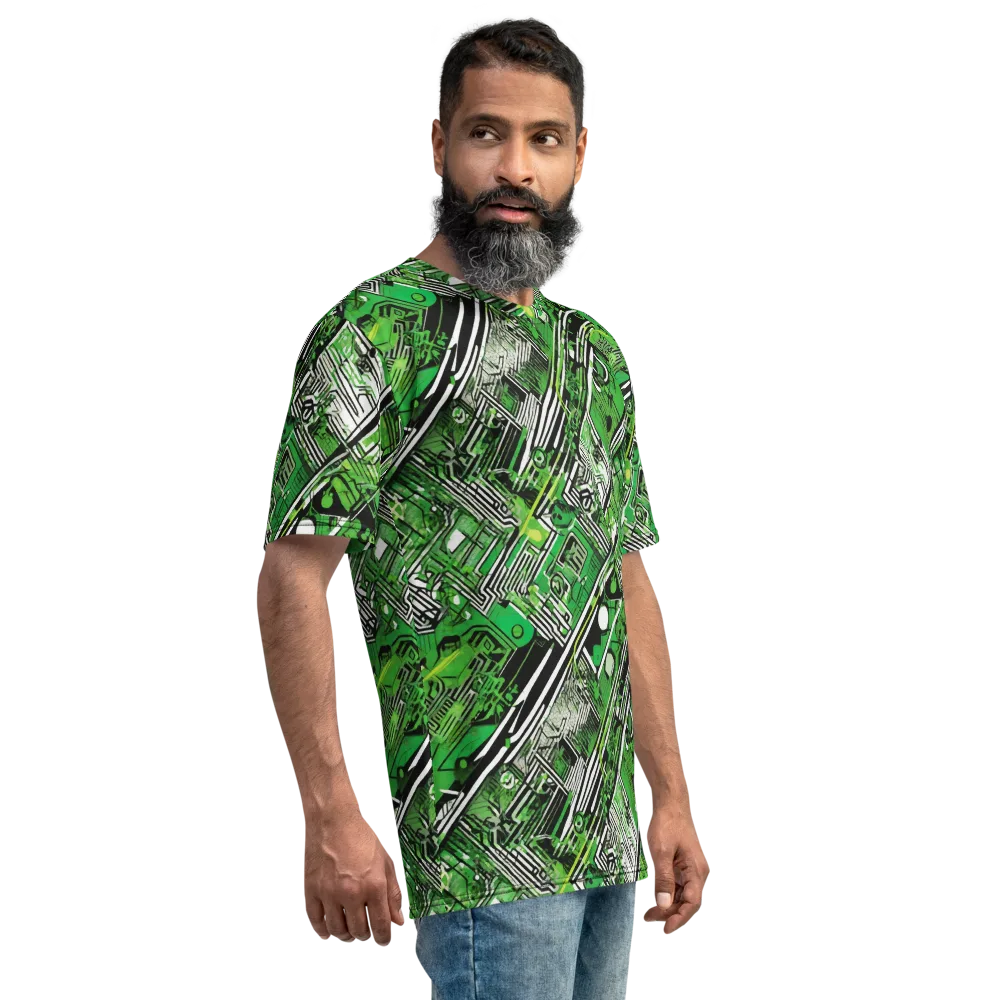 Greenline Grid on Men's Crew Neck T-Shirt — Right