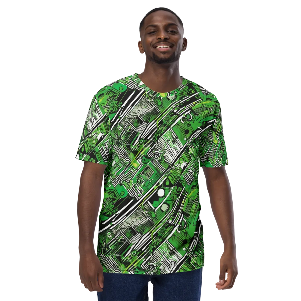 Greenline Grid on Men's Crew Neck T-Shirt — Front