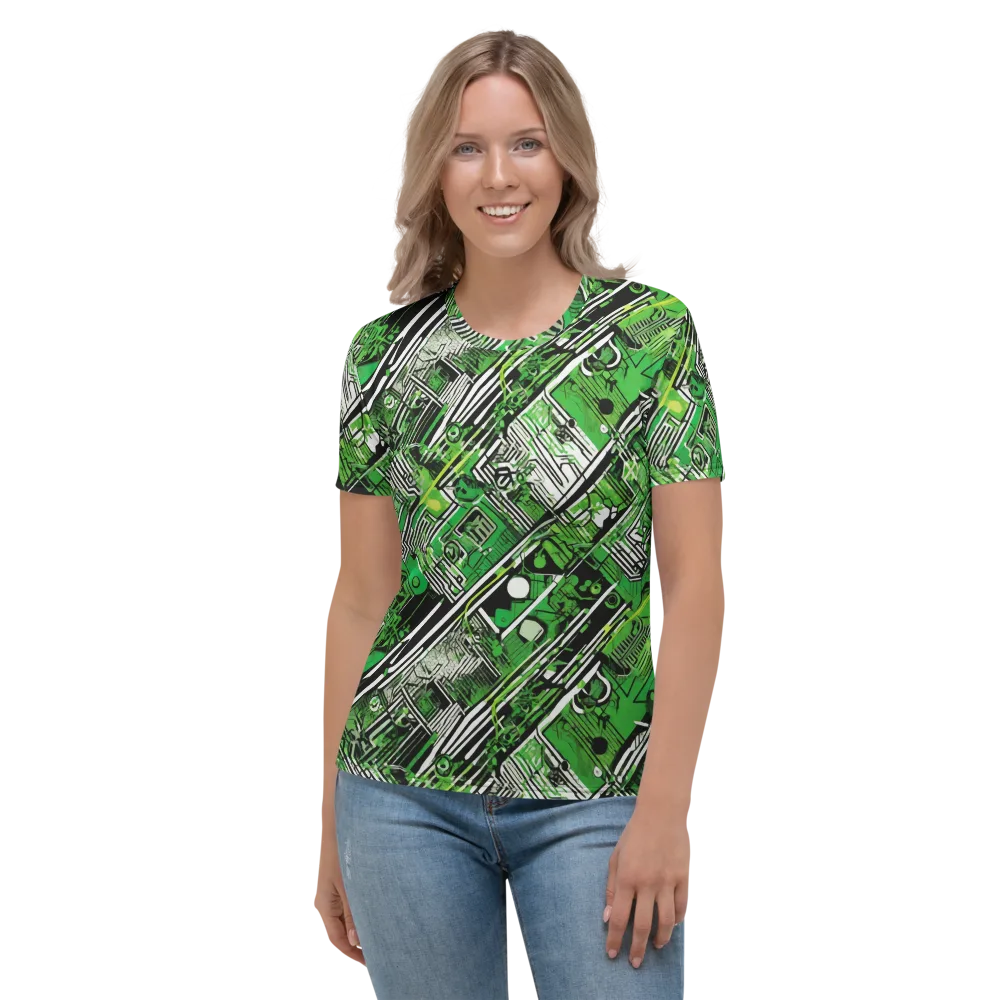 Greenline Grid on Women's Crew Neck T-Shirt — Front