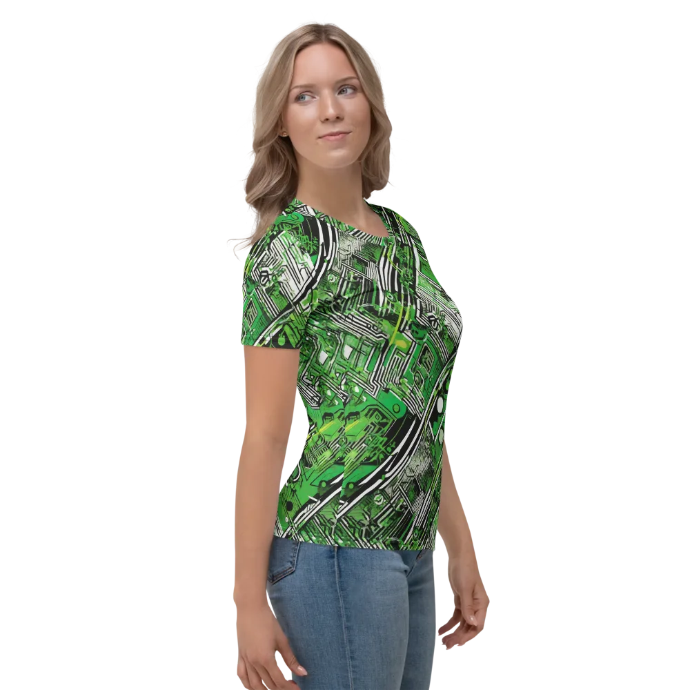 Greenline Grid on Women's Crew Neck T-Shirt — Right
