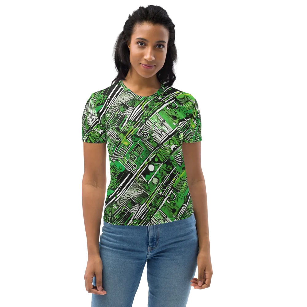 Greenline Grid on Women's Crew Neck T-Shirt — Front