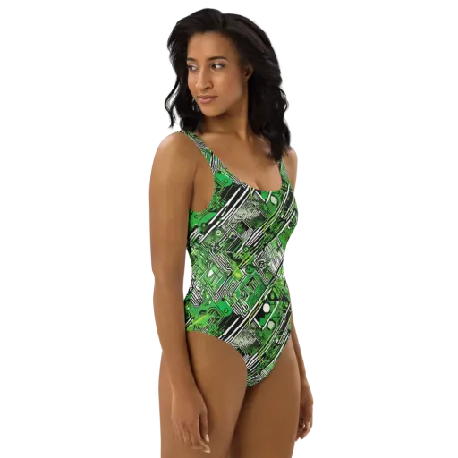 Greenline Grid on a One-Piece Swimsuit