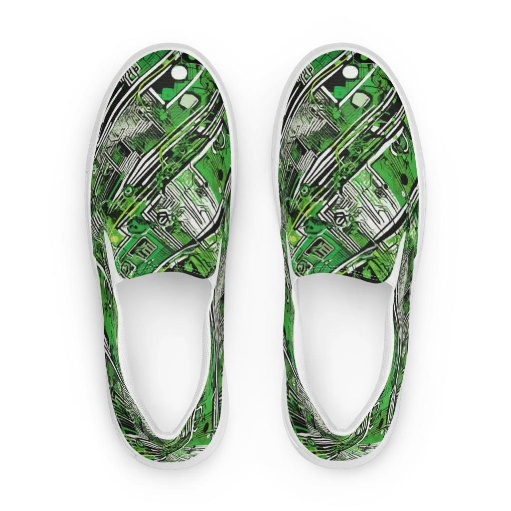Greenline Grid on Women's Slip-On Canvas Shoes — Front