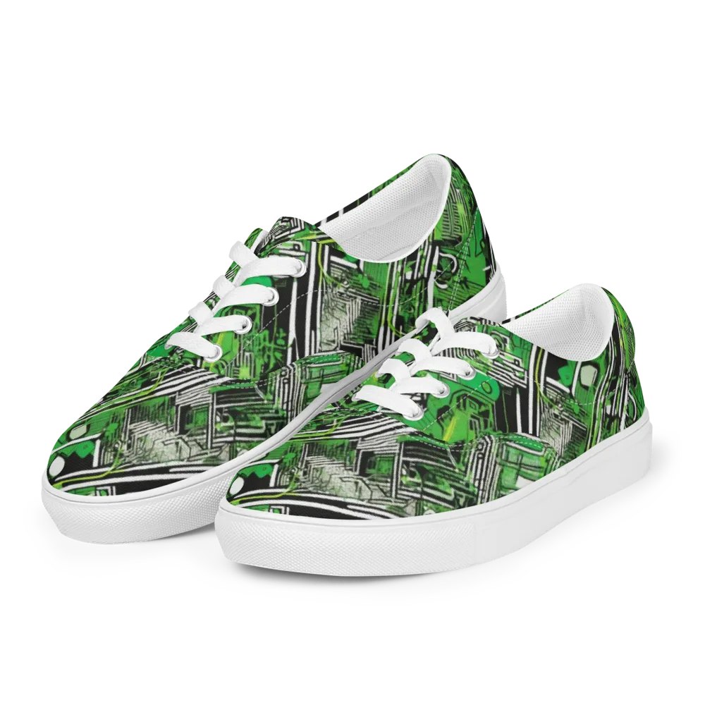 Greenline Grid on Men's Lace-Up Canvas Shoes — Left Front