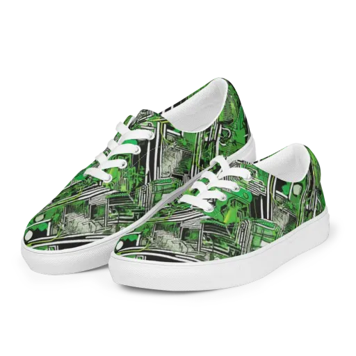 Greenline Grid on a Men's Lace-Up Canvas Shoes