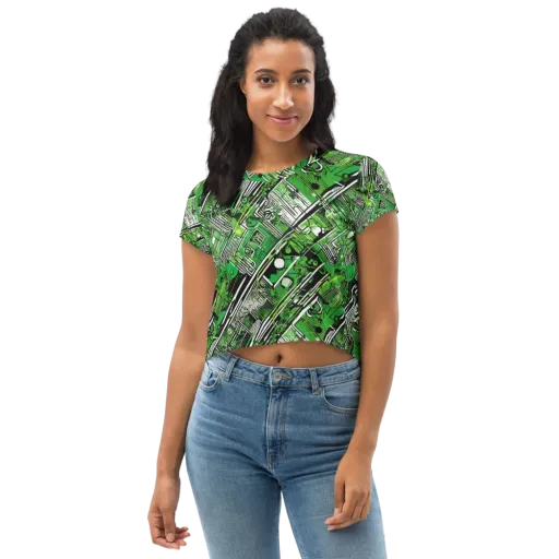 Greenline Grid on a Crop Tee