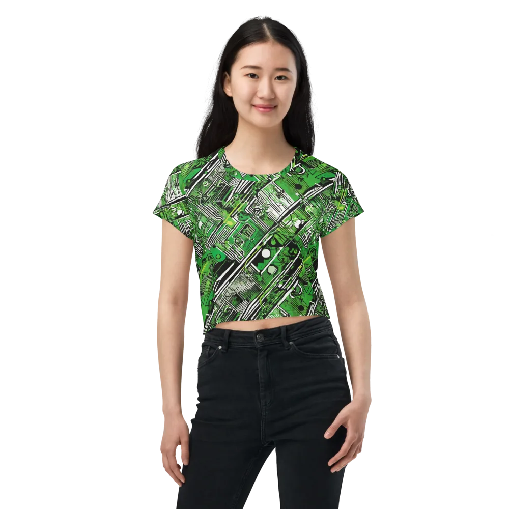 Greenline Grid on Crop Tee — Front